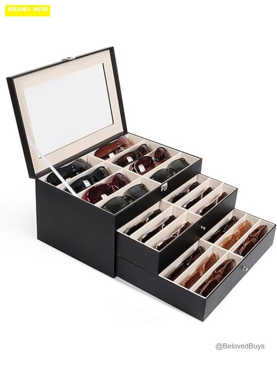 PU Eyeglass Storage Case with 32 Adjustable Slots main image 4